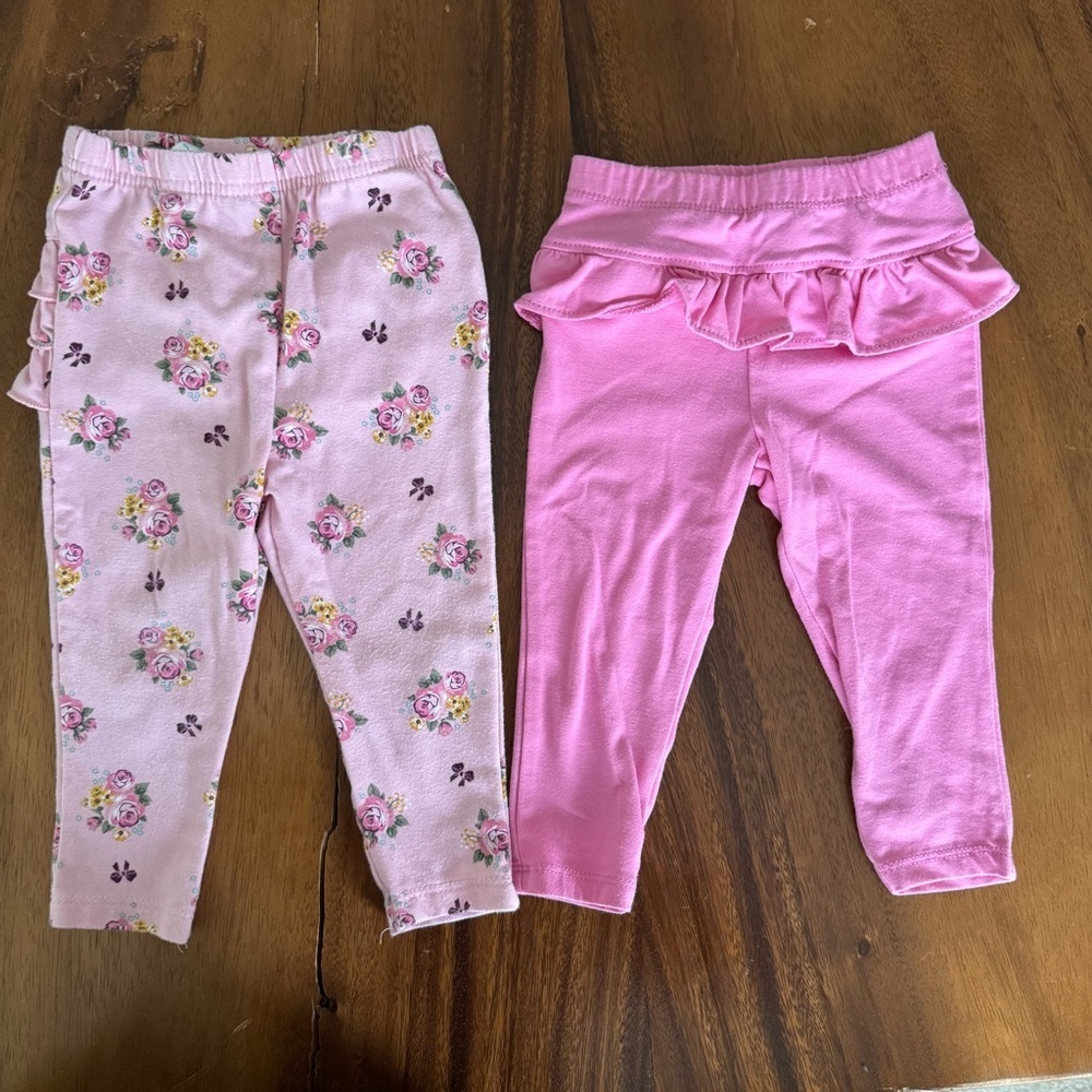 Garanimals Pink Floral and Ruffle Leggings Size 12M